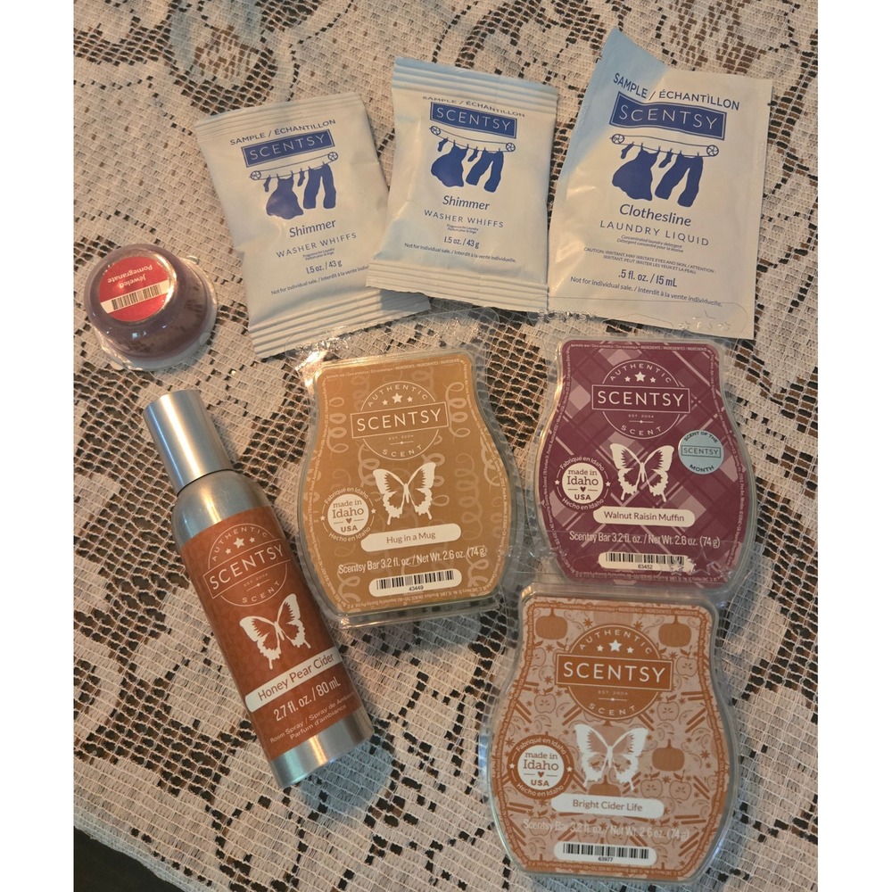 Scentsy Fall Scent Bundle Bars Room Spray Samples Pods Washer Whiffs Mixed Lot